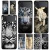Phone Case for Samsung Galaxy Z Flip 3 4 5 6 7 Folding Black Shell For Samsung Z Flip4 Flip5 PC Hard Cover Animal White Tiger