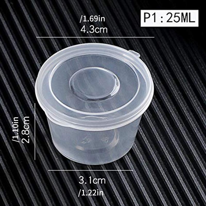 50Pcs/set Plastic Takeaway Sauce Cup Containers Food Box With Hinged Lids 25/50ml Pigment Paint Box Palette Disposable Box