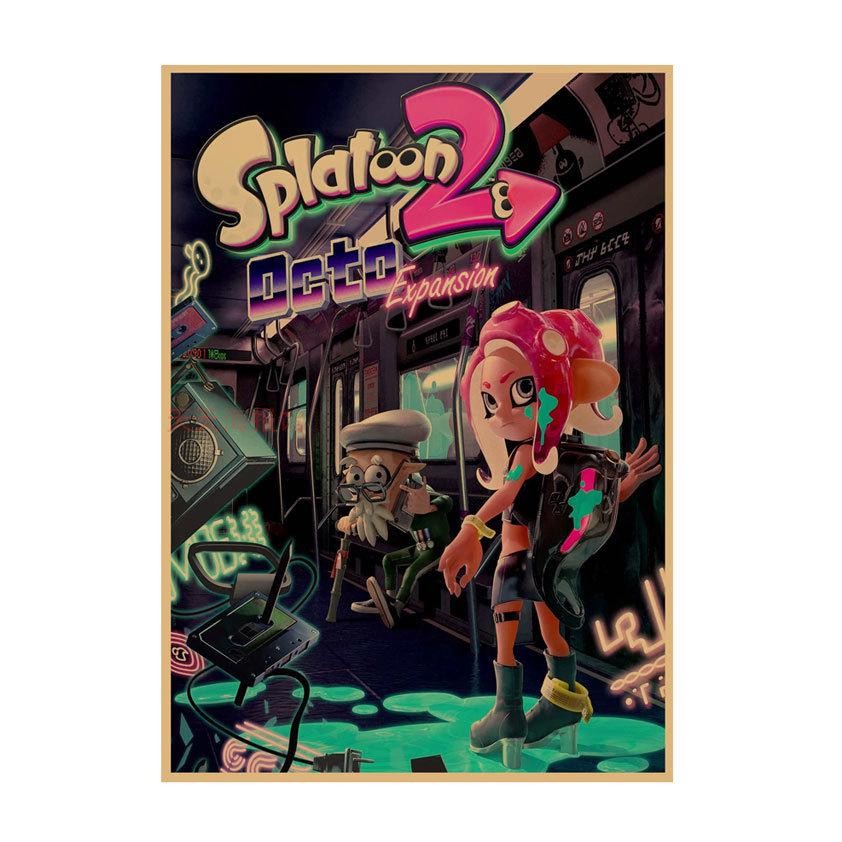 Splatoon Warriors Anime Poster - Retro Kraft Paper Wall Art for Game Rooms & Cafes