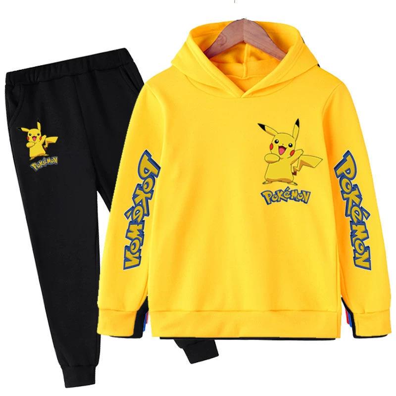 Unisex Anime Pikachu Hoodie Set for Kids - New Style