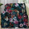 1Pc Vintage Floral Flannel Blanket Green Plant Plaid 3D Printed Warm Cozy Soft Rug For Sofa Bed Couch Car Camping Travel Blanket