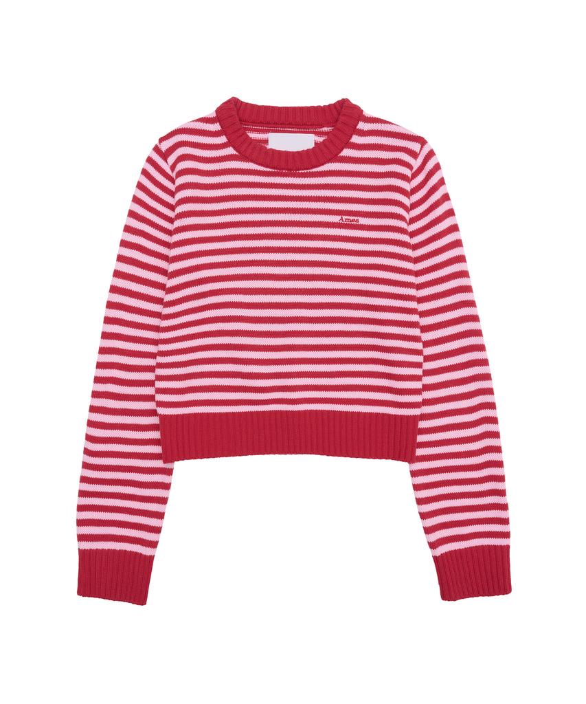 AMES-WORLDWIDE Basic Small Logo Stripe Knit Red