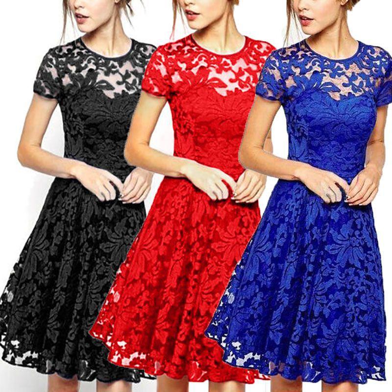 Elegant Women's Lace Floral Prom Swing Dress For Stylish Bridesmaid Celebrations