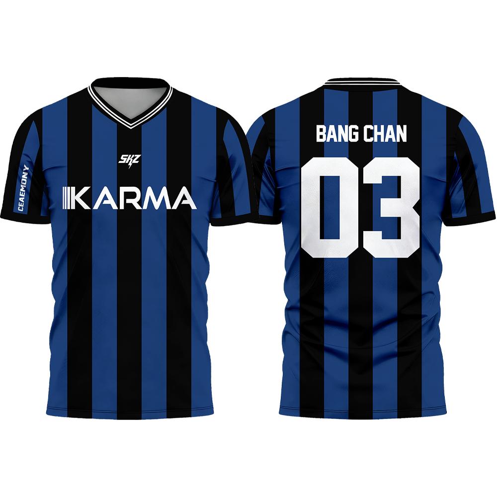 KPOP Stay KARMA Album Fans Support Shirts FELIX BANGCHAN HYUNJIN Y2K Streetwear Loose T-Shirt Unisex Customizable Sports Jersey