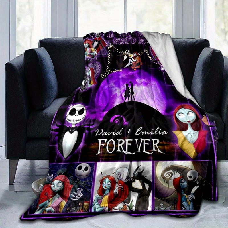 1pc. Nightmare Before Christmas Jack Skellington & Sally Romantic Moonlight Scene Blanket, Perfect for Home Decor, Gift Idea, All Seasons Us