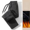 Men's Winter Pants Thickened Solid Zip Pocket Double-sided Polar Fleece Knit Sweatpants Windproof Pants