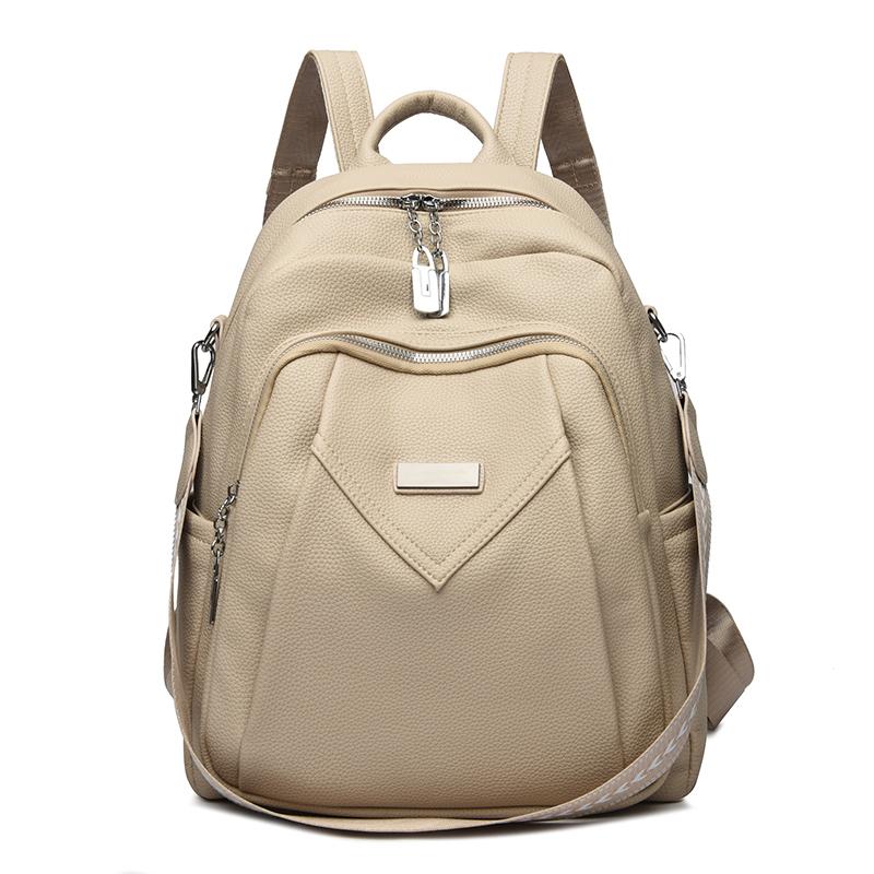 Soft Leather Backpack Women's Large Capacity Backpack Multifunction Shoulder Bag