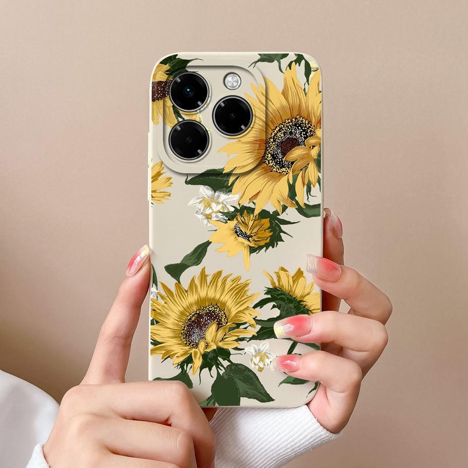 Compatible For Infinix Note 40X Zero 40 Smart 9 Hot 50 50i 50Pro Plus 5G 4G Soft Case Pretty Butterfly Fancy Sunflower Silicone Shockproof For Infinix