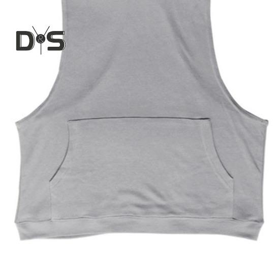 Men Hoodie Vest Hooded Sleeveless Solid Color Summer Sweatshirt Loose Fit Breathable Fabric Sport Vest