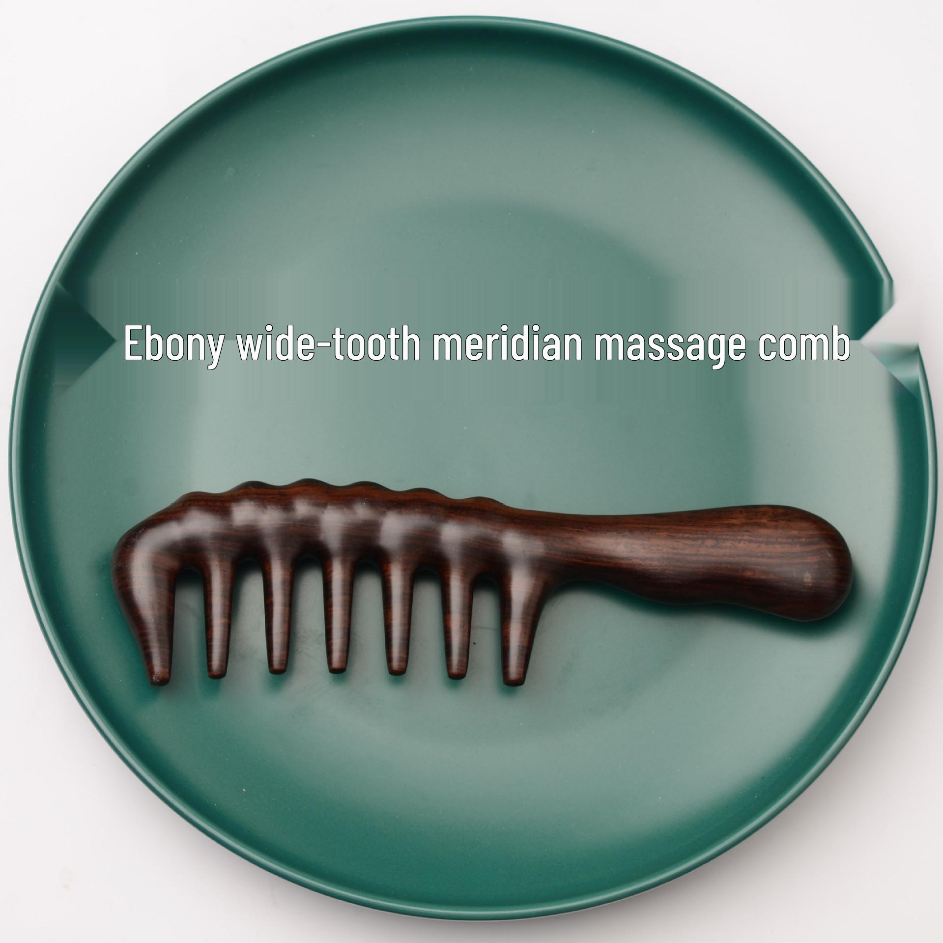 

Ebony Ash Wood Wide-Tooth Meridian Massage Comb with Round Drum Handle