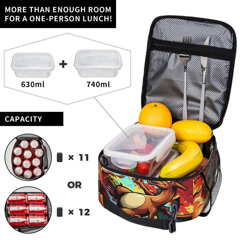 Charizard Swirl Fire Manga Lunch Bag For Girl Boy  Print Office Lunch Box Leisure Portable Oxford Cooler Bag
