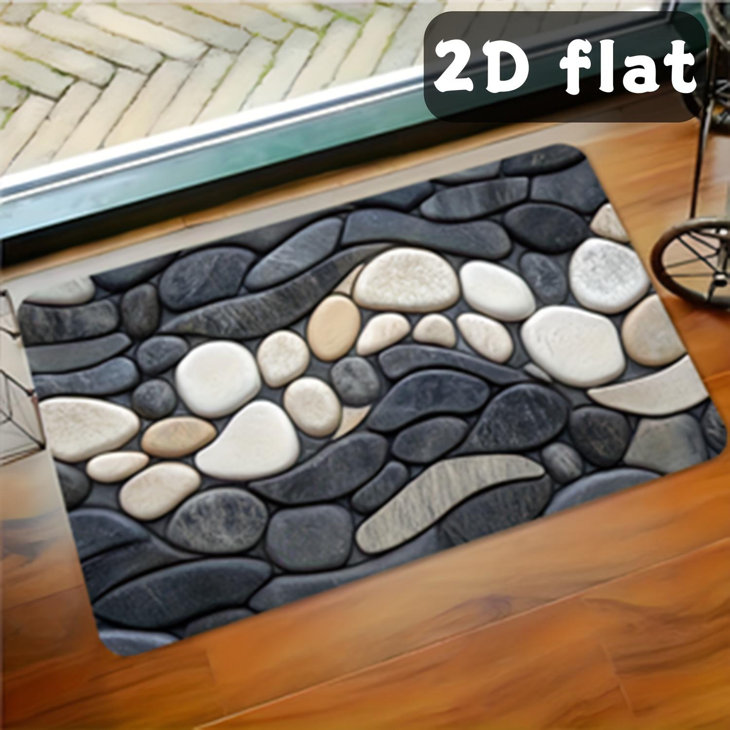

VIKAMA Simulated 2D Pebble Carpet Doormat Welcome Mat Soft Rug For Bedroom Carpet For Live Room Bathroom Mat Home Decor 40X60CM (1.3X2FT