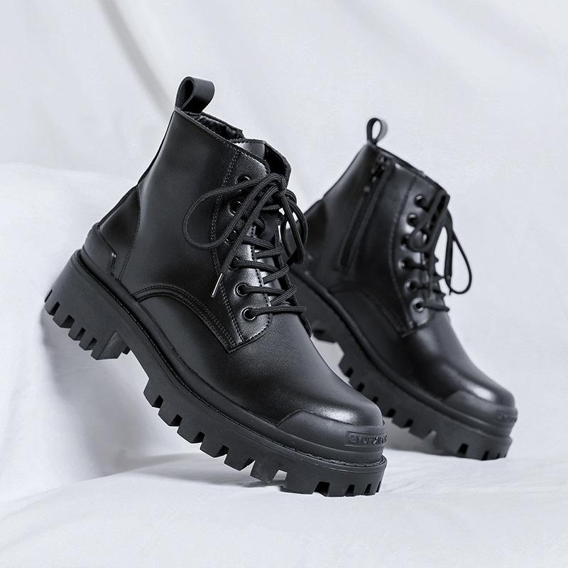 

Ботинки Martin мужские весенне-осенние высокие британские кожаные ботинки в стиле локомотива черные на толстой подошве с утолщением 8856-R 44 чёрный