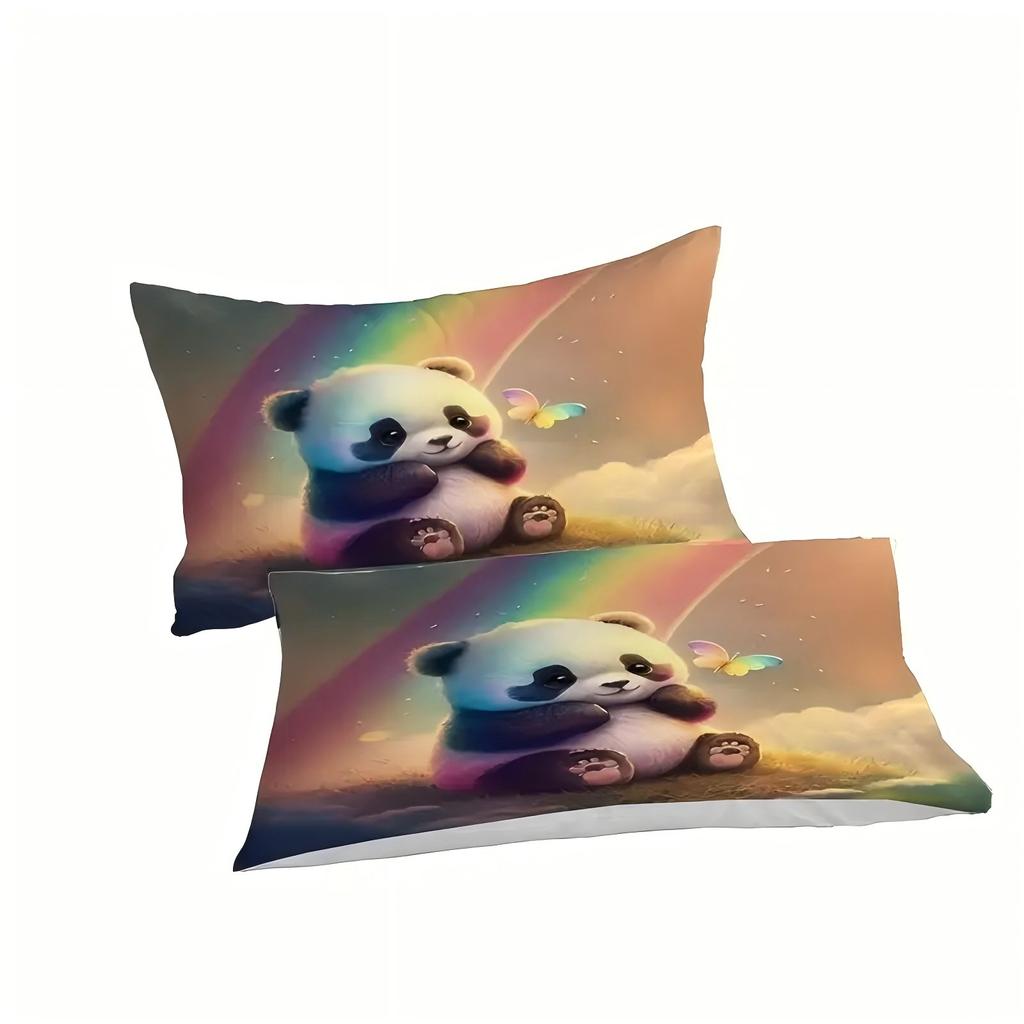 Cartoon Panda pattern 3D Printed Duvet Cover Soft Comfortable Bedding Set Cartoon Cute Wildlife Style Quilt Cover Set Pillowcase