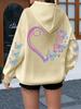 Niche, love butterfly print hooded sweater loose and versatile couple's men's and women's coat top