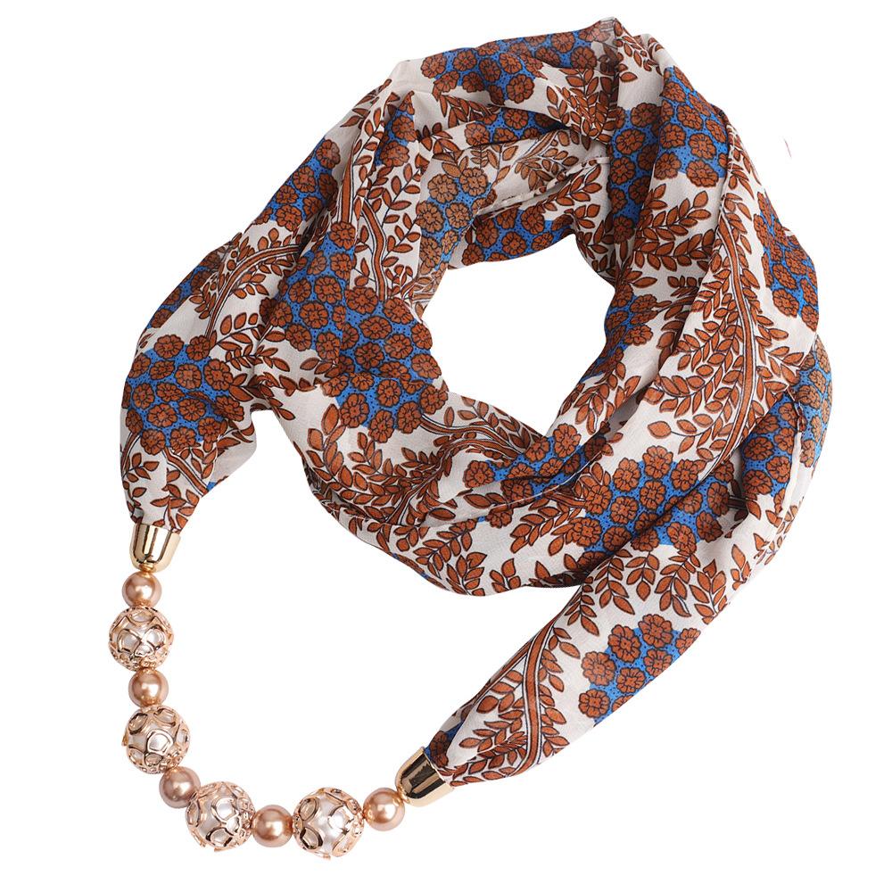 Chiffon Scarf Spring and Summer Women's Pearl Necklace Pendant Scarf Rainbow Scarf Clothing Accessories Scarf