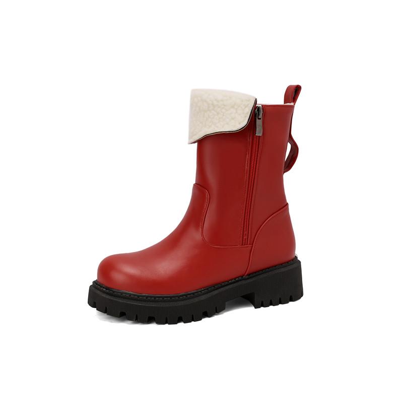 Women's low-heeled short boots autumn and winter new warm plush short boots versatile large-size short boots