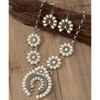 Boho Turquoise Pendant Necklace Set With Earrings Zinc Alloy Chain U-Shaped Vintage Style Women Men Casual Wear