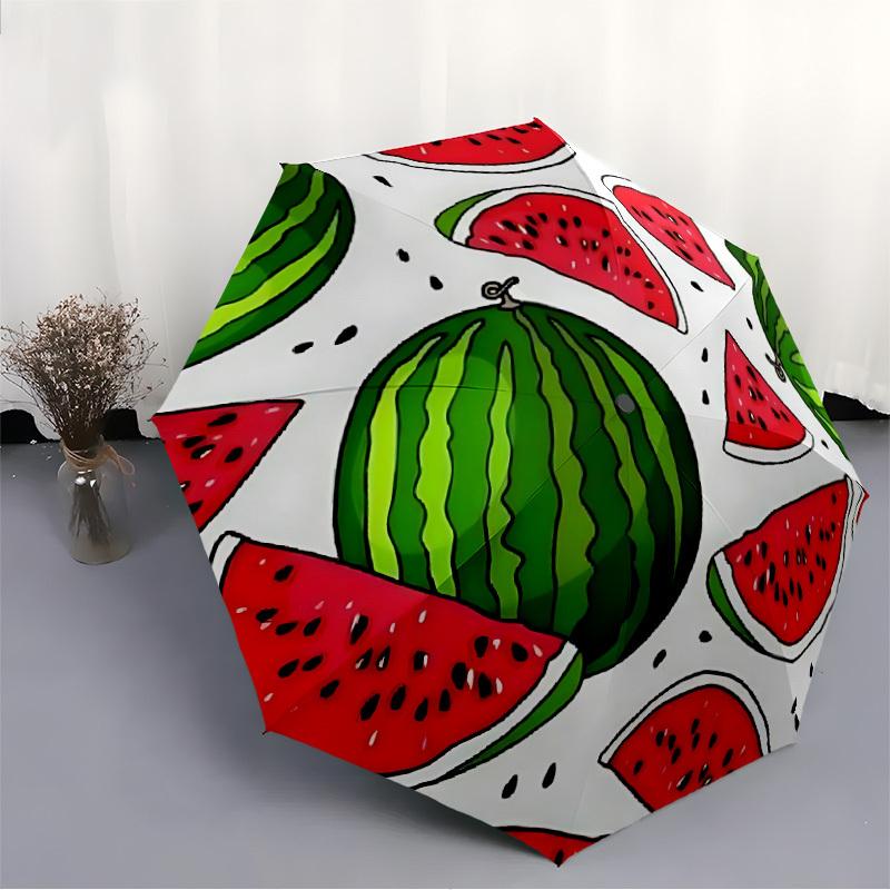 1pc Watermelon Slices Automatic Open/Close Umbrella - Portable Collapsible Umbrella with 8-Rib Stability, Fashion Lovers yy251017194