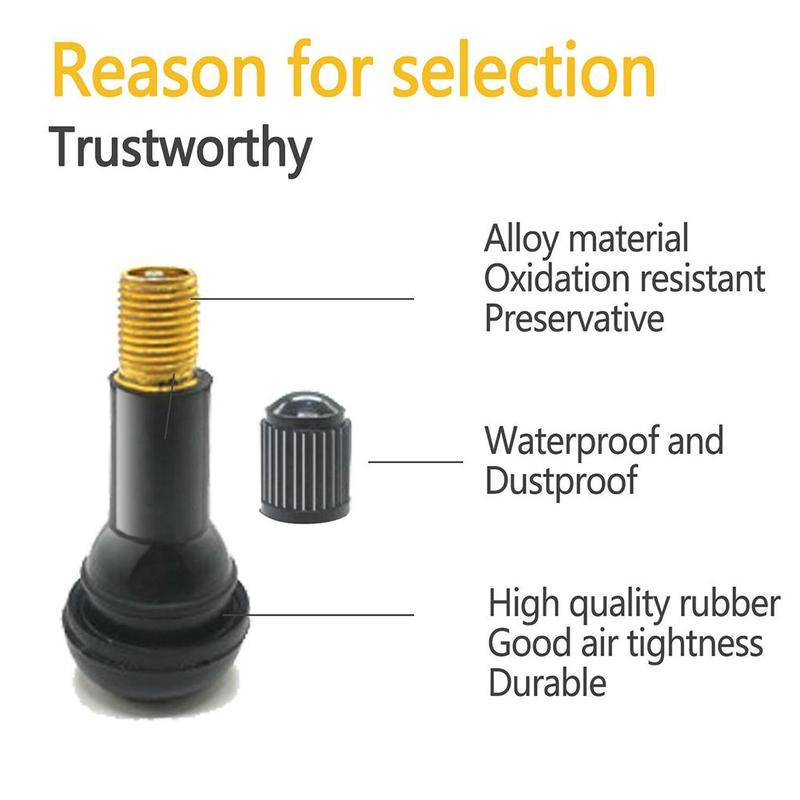 Snap In Black Rubber Tire Valve Stems 1-1/4" Most Common Size TR413 Set of 25 Snap In Black Rubber Tire Valve Stems 1-1/4" Most Common Size TR413 Set of 25