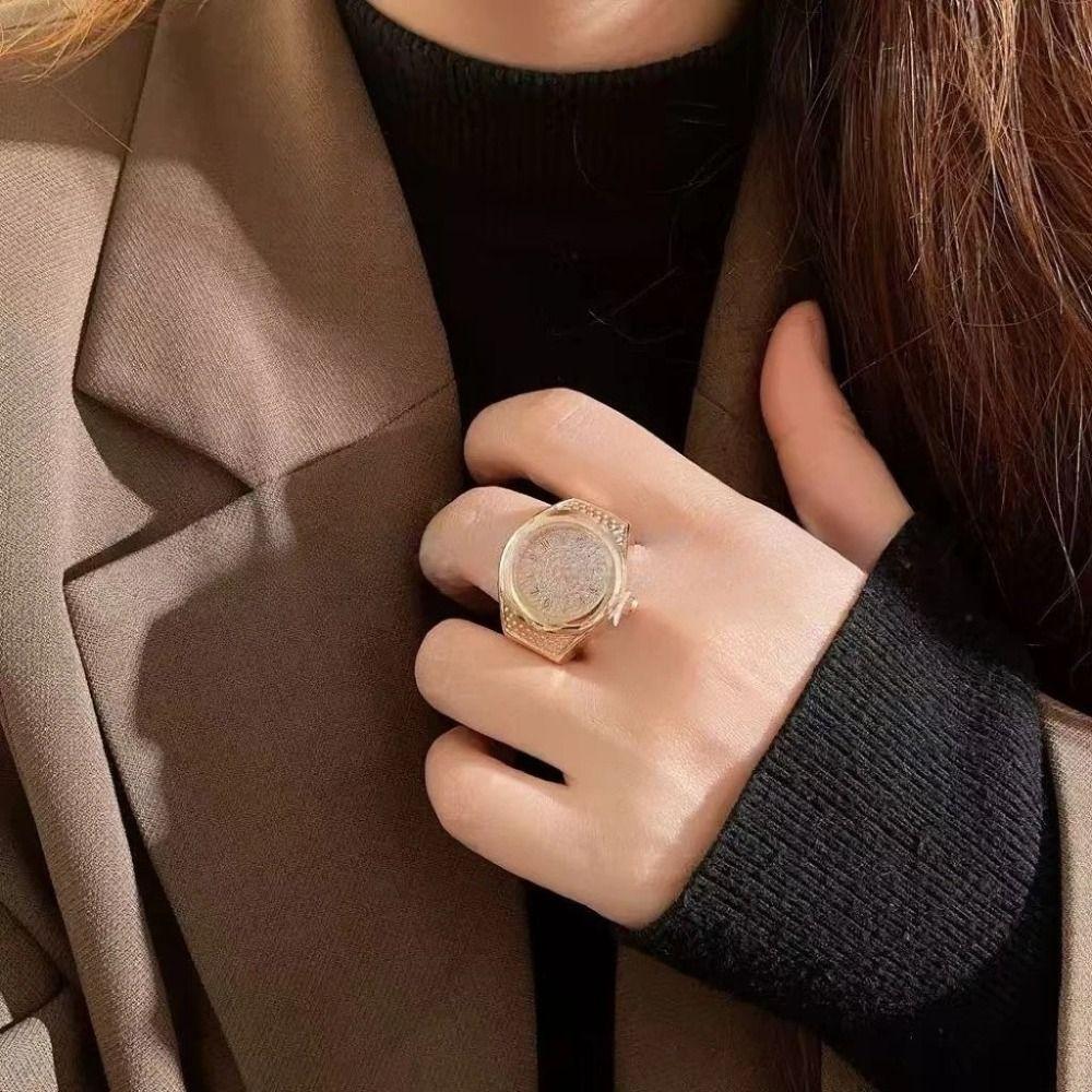 Fashion Alloy Ring Watch Stainless steel Full Inlay Diamond Diamond Rings Watch Quartz Watch Jewelry Gift