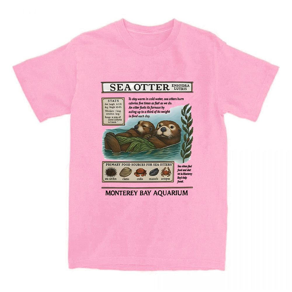Unisex Tees Monterey Bay Aquarium Sea Otter Tshirts Cartoon Funny Graphic Printing Tshirt Unisex Streetwear Cotton Loose T Shirt