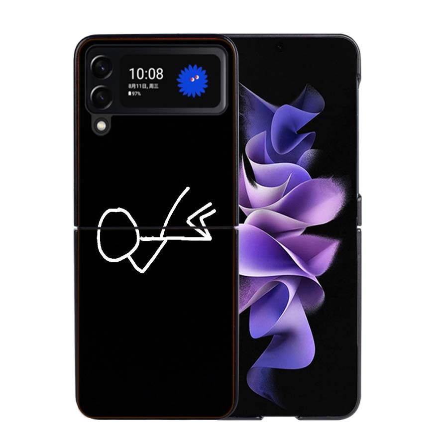Funny Cute Cartoon Matchman Phone Case For Samsung Z Flip 7 6 5G Galaxy Z Flip4 Z Flip5 Z Flip3 Coque Black Hard PC Shell Protec
