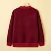 Mom fleece thickened sweater medium fashion cardigan top women's autumn and winter fashion knitted jacket