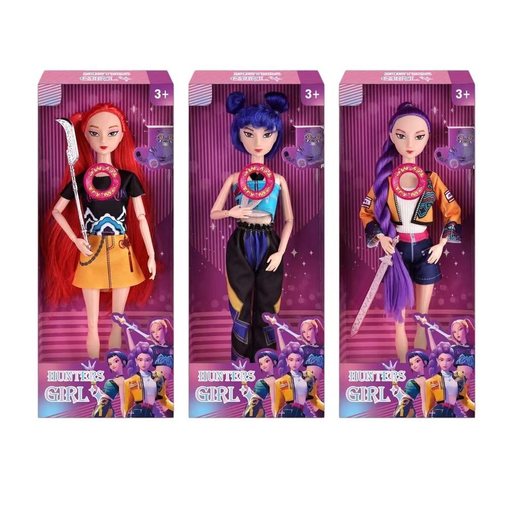 Kpop Rumi Mira Zoey Vinyl Doll Anime Hunters Girl 11 Inch Articulated With Theme Music Cute Toy 3Pcs Set Gift For Kids Girl Fans
