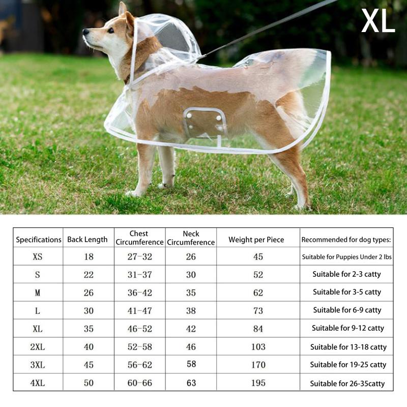 Capa de Chuva para Animal de Estimação Capa de Chuva Transparente para Cão Impermeável e à Prova de Vento Roupa para Animal de Estimação Cão Grande Animal de Estimação Cão Fantasia para Animal de Estimação