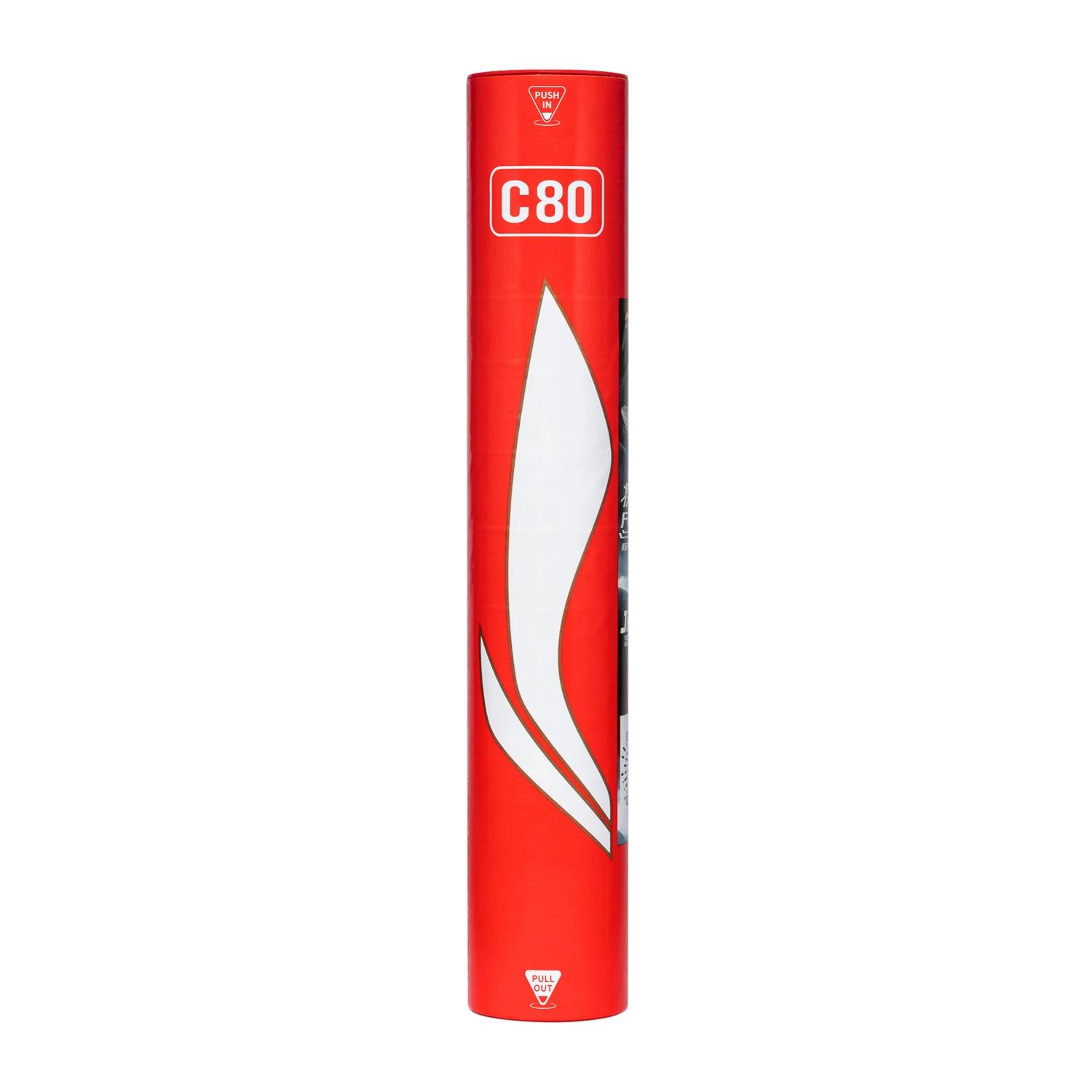 Li Ning Badminton Collection C80 Duck Feather Shuttlecock 12 Pack Duck Feather Everyday Shuttlecocks AYQR018-9