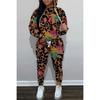 New Autumn And Winter Casual Sportswear Set Hoodie Sweater Set Women'S Chain Printing