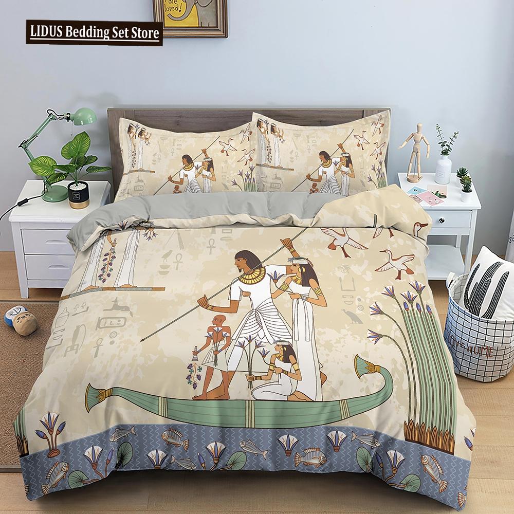 

Pharaoh Duvet Cover Bedding Ancient Egypt Tribe Decor Cover Set For Adult Women Boys Egyptian Pyramids Exotic Style Duvet Cover 135x200cm