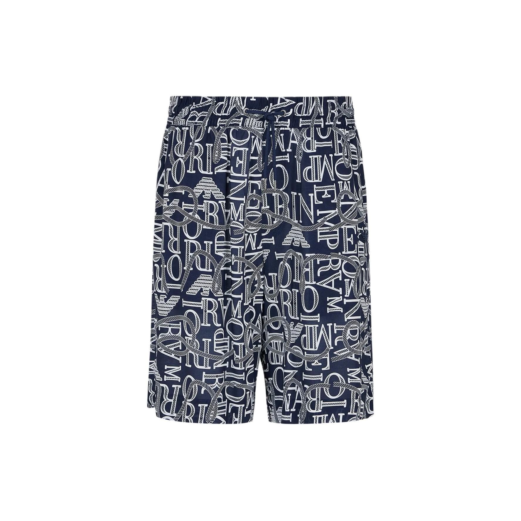 

Emporio Armani Ss24 Letter Pattern All Over Print Straight Loose Beach Pants Men bottoms Navy-Blue 211872-4R4666-8536 S