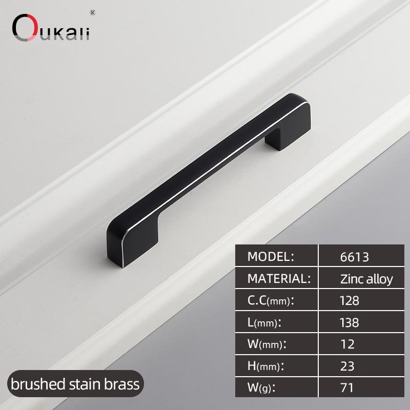 Oukali  New Design Zinc Alloy Pulls 96 128 192mm Home Furniture Hardware Kitchen Cabinet Dresser Drawer Door Pull Handles