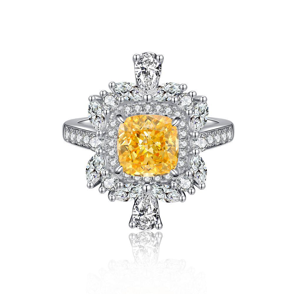 Ice Flower Full Diamond Pink Ring – Luxury S925 Sterling Silver for Women