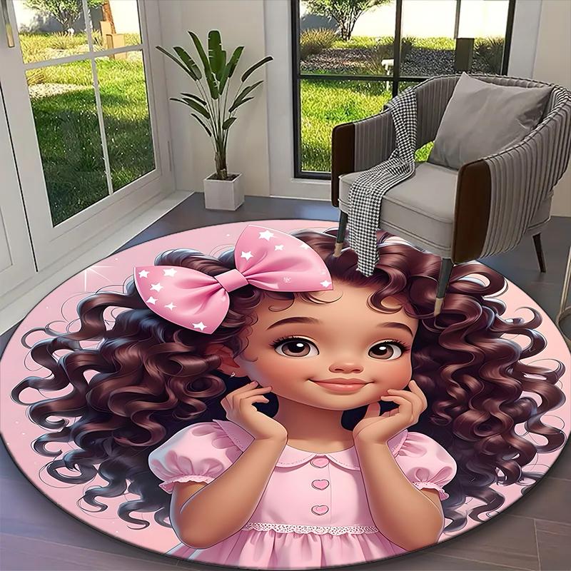1pc African American Gi Printed Chair Rug for Home Office Use, Living Room Kitchen Game Room Round Carpet