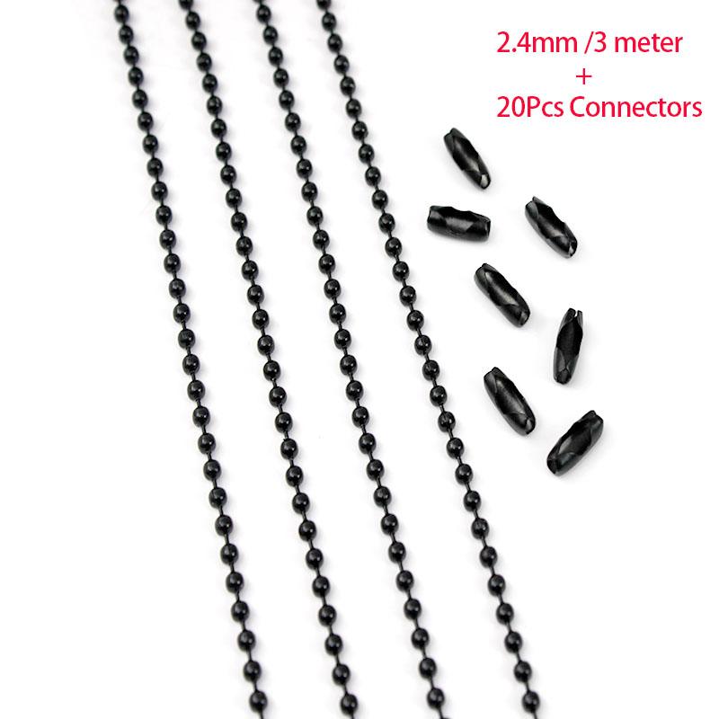 3-5Meter 2.4mm Ball Chain with 20Pcs Clasp Stainless Steel Bulk Ball Bead Chains For DIY Necklaces Jewelry Making Accessories