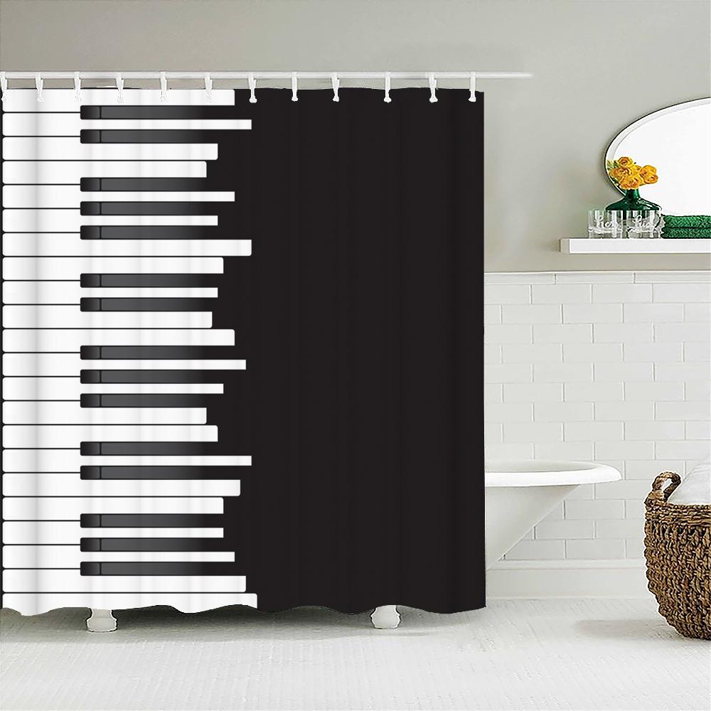 Music Rock Guitar Shower Curtains Modern Bathroom Curtains 3d Printed Decoration Waterproof Cloth with Hooks Bath Curtain