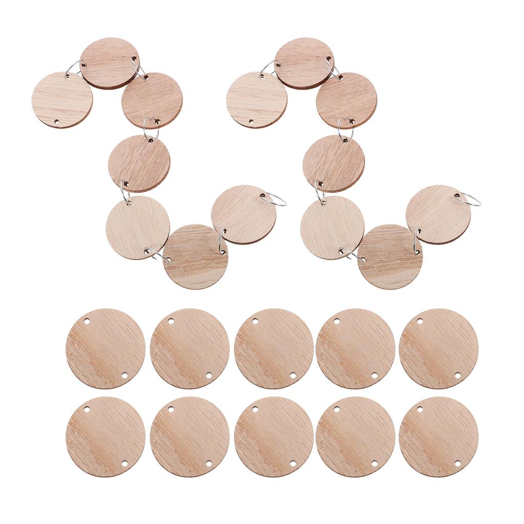 50Pcs Wood Slices with Metal Rings for DIY Wooden Calendar Kit Birthday Anniversary Tracker Wall Hanging Decor for Home Office
