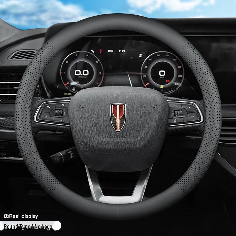 Universal Genuine Leather Steering Wheel Cover for Hongqi H5/HS5/HS7/H7/HS3/H9 - Ultra-thin, All-Season
