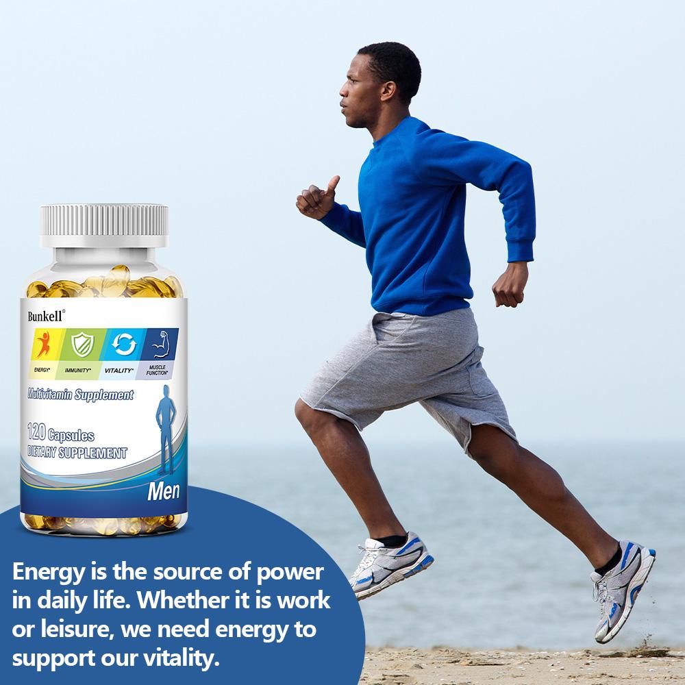 Men's multivitamin, replenishes cellular energy, strengthens the immune system, contains vitamins D, B12, and B6, 120 softgels.