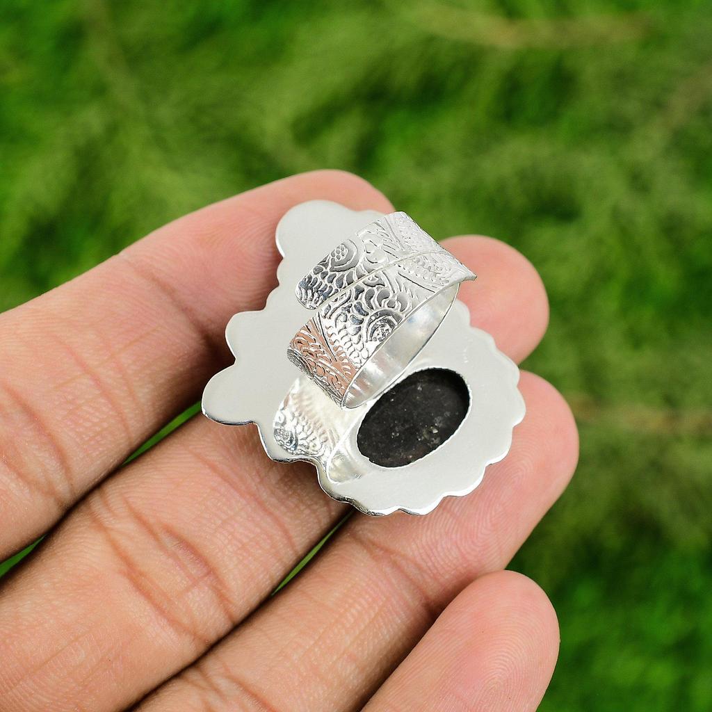 Gift For Her Natural Rhodonite Multi Stone Adjustable Ring 925 Silver