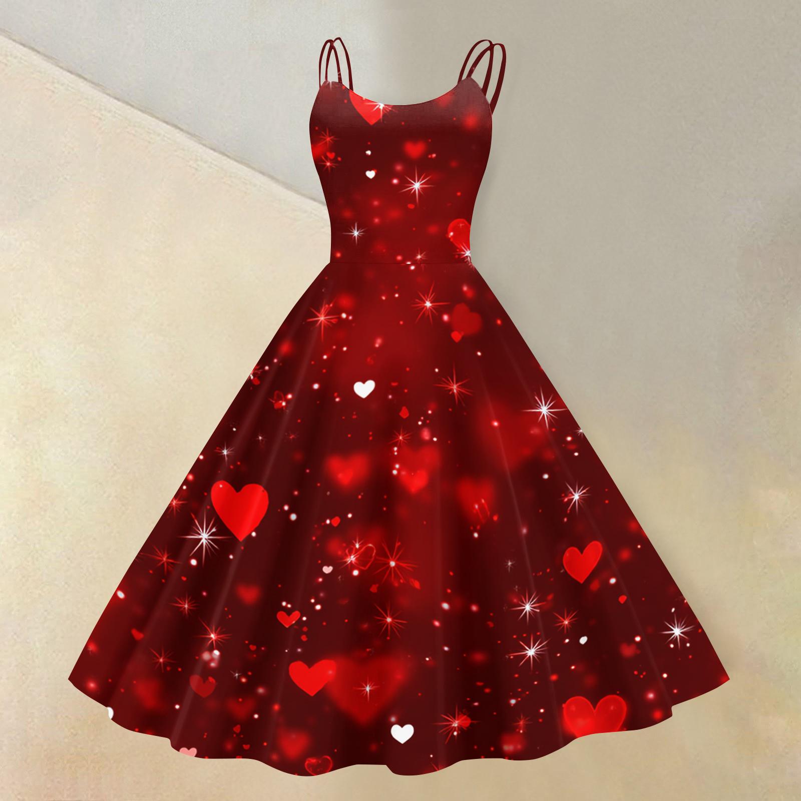 Women s Valentine s Day Floral Print Sexy Off-Shoulder Punk Retro Dress L