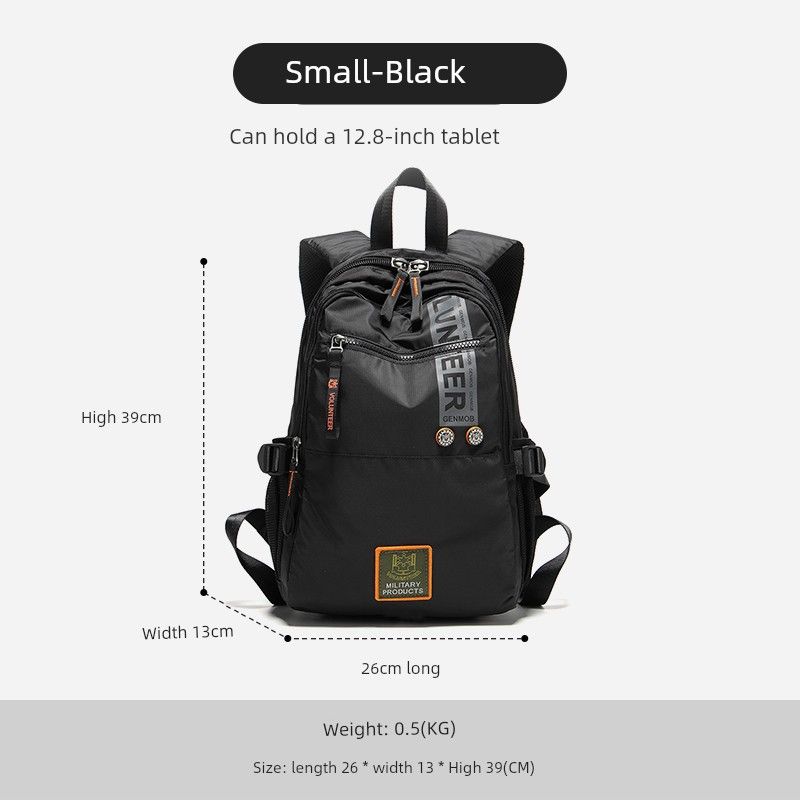 

Oxford Cloth Backpack Men Large Capacity Hiking Travel Bag Middle School Student Computer Schoolbag Portable Outdoor Small Backpack Black (small practical Easiest for match)