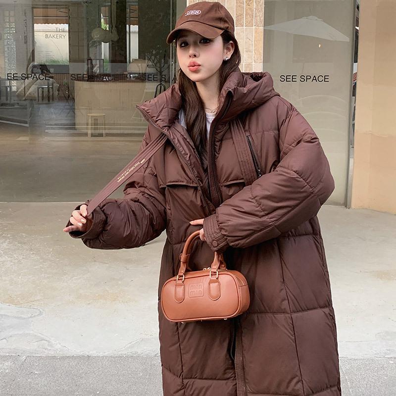 

Новая утолщенная пуховая хлопковая одежда женская длинная до колена хлопковая одежда свободная хлебная одежда зимняя хлопковая куртка M