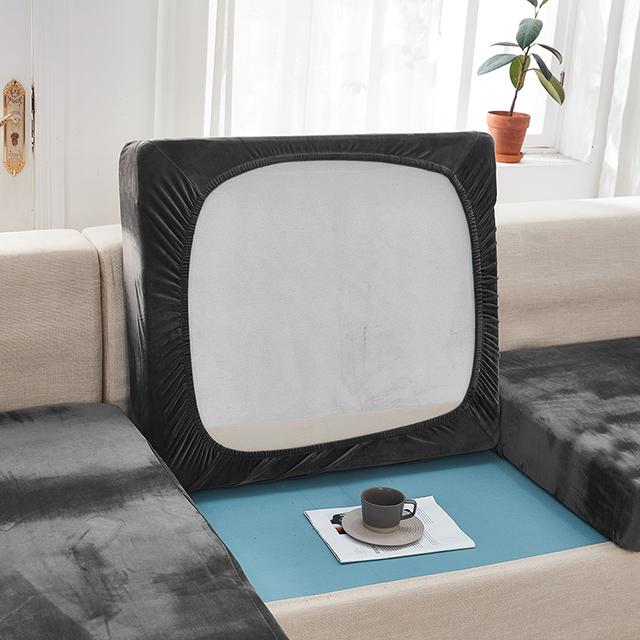 Airldianer Velvet Solid Color Sofa Cushion Covers for Living Room Elastic Sofa Funiture Protector Couch Cover Strenth Slipcovers