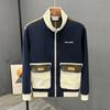 Men's Fall/Winter Korean-Style Stand Collar Casual Jacket Stylish Patchwork Contrast Color Outerwear