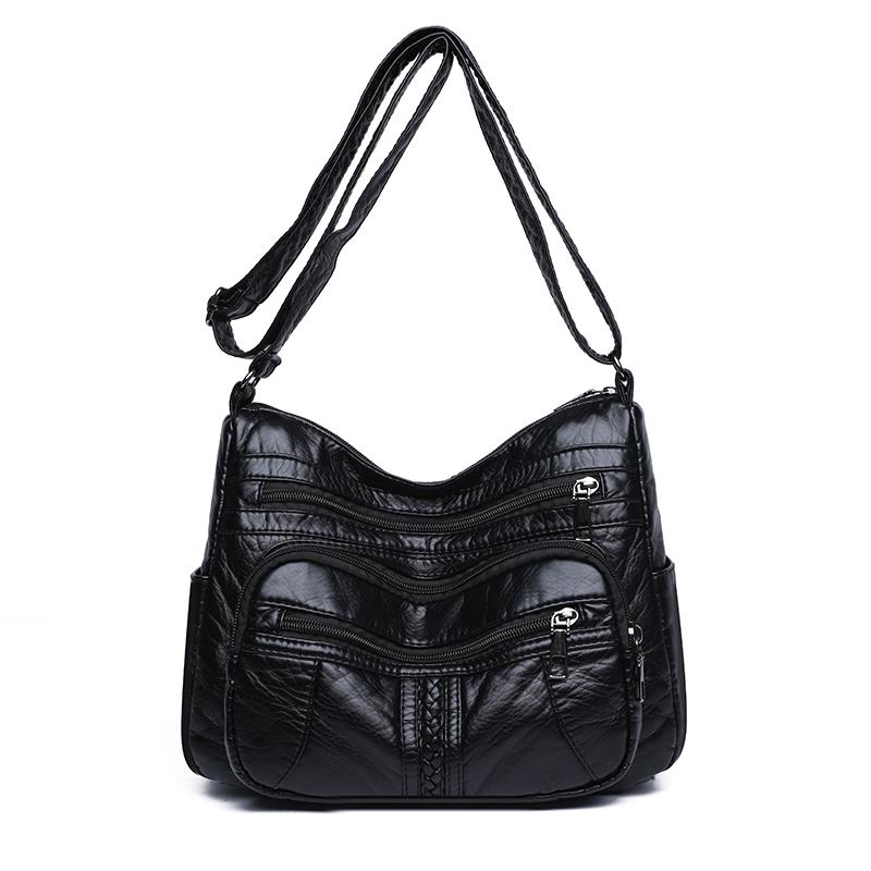 Soft Leather Multi-Layer Crossbody Bag Women's Bag Middle-Aged Mother's Bag