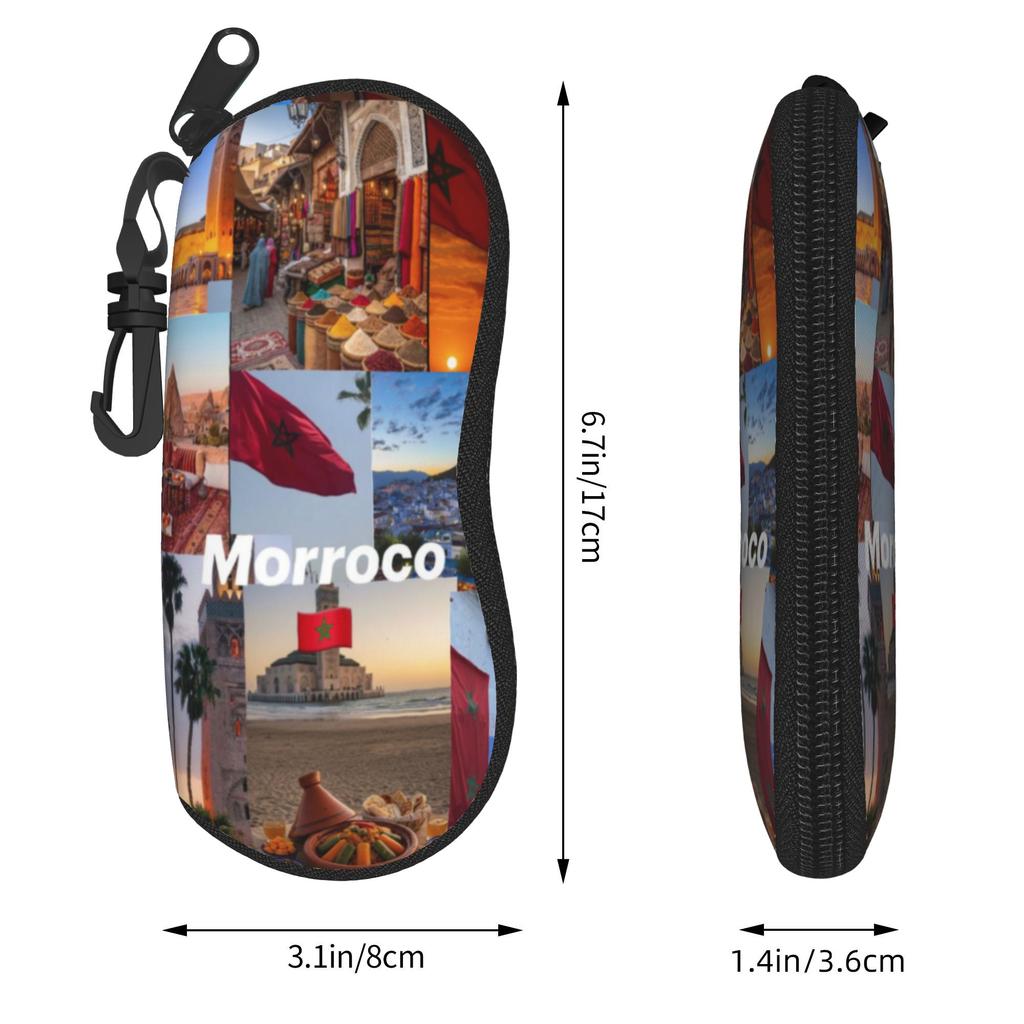 Morocco Maroc Flag Moroccan Merch Glasses Case for Girl Boy Protective Box  Glasses Protector Protector Sunglasses Box